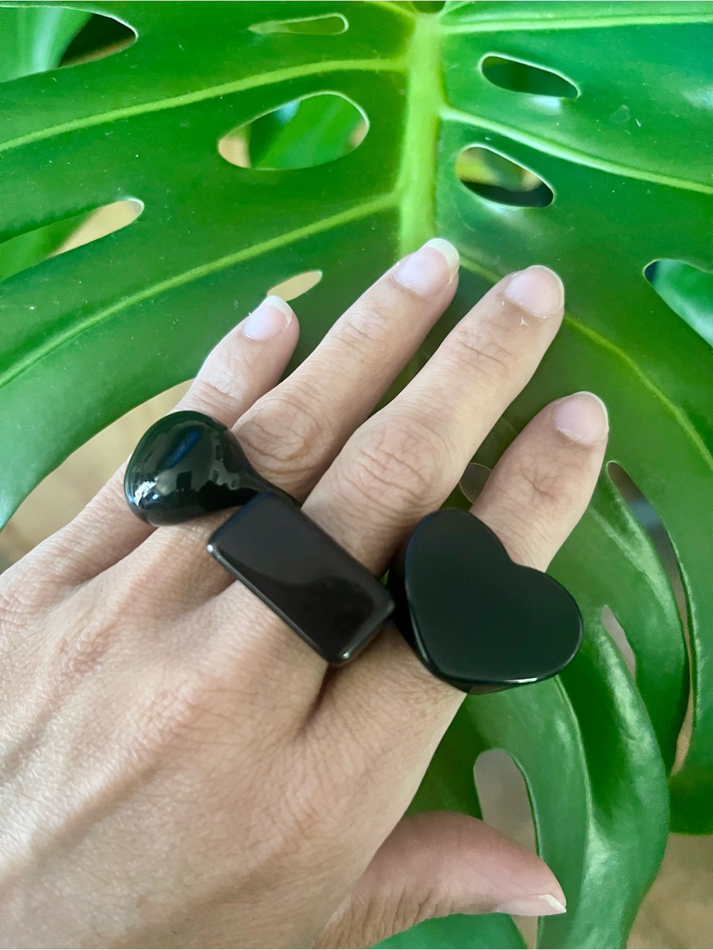 Trending Black Acrylic Ring Set(3pcs)